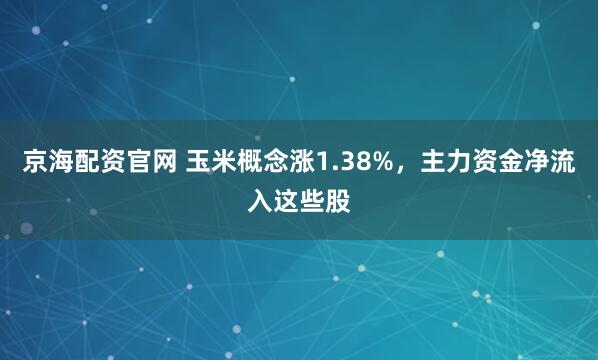 京海配资官网 玉米概念涨1.38%，主力资金净流入这些股